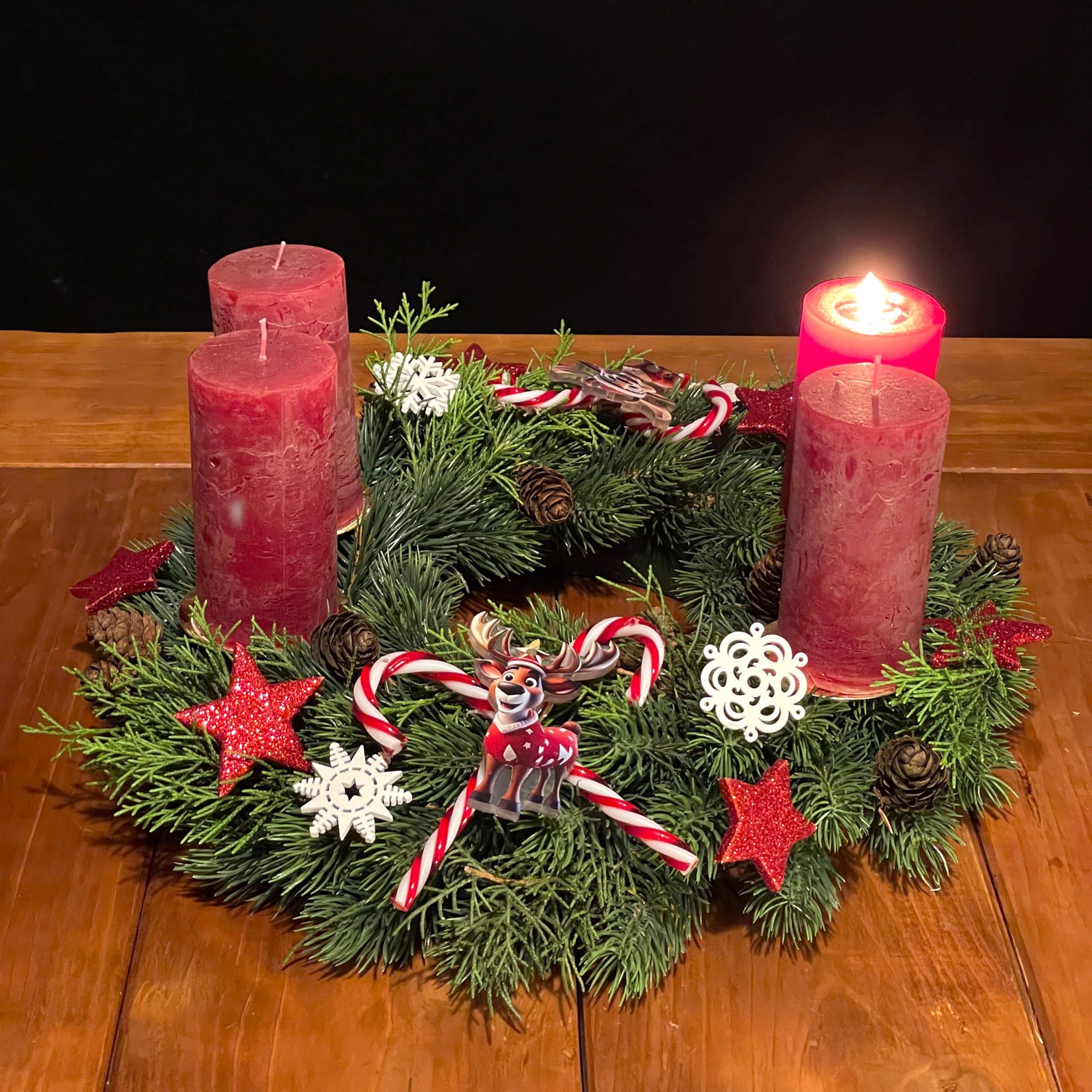 rentier adventskranz bild